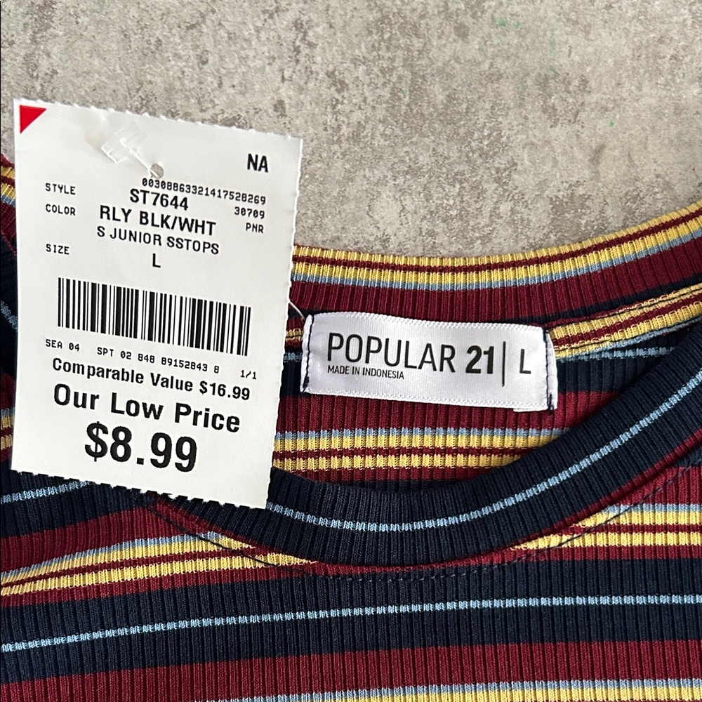 Fitted Striped Short Sleeve Tee - Multicolor - Picture 2 of 3